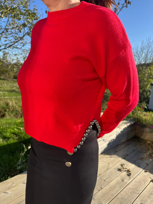 Pulls  perles noir ou rouge