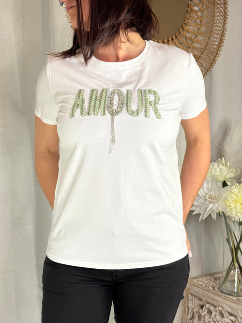 Tee shirt blanc amour vert