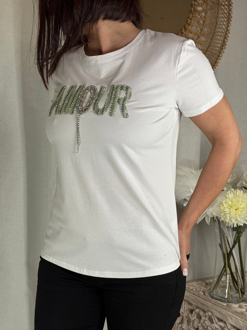 Tee shirt blanc amour vert