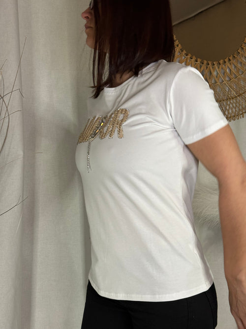 tee shirt blanc amour beige