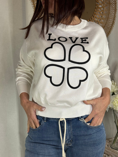 Pull love blanc