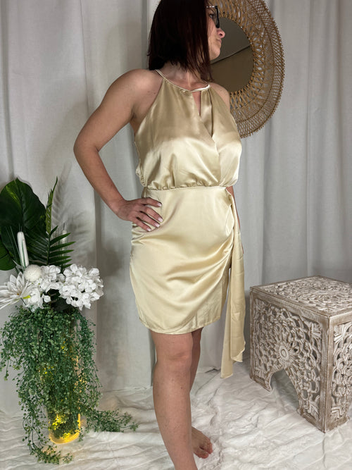 Robe soie beige