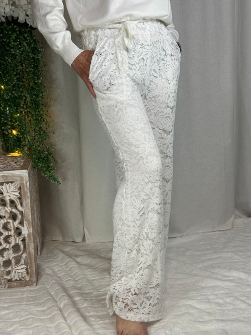 Pantalon dentelle blanc