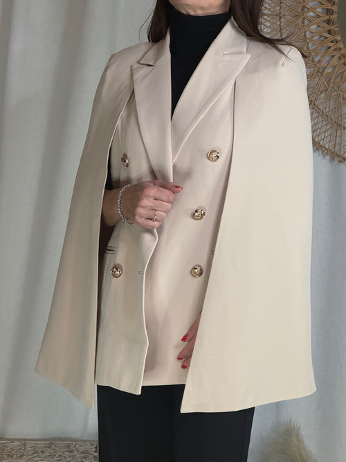 Veste cape beige style blazer