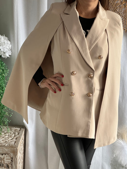 Veste cape beige style blazer