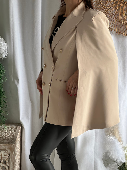 Veste cape beige style blazer