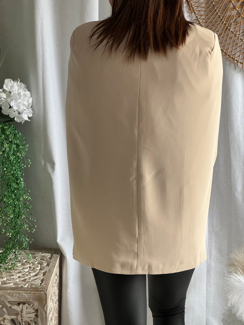 Veste cape beige style blazer