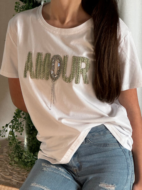 Tee shirt blanc amour vert