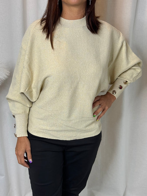 Pull large pailléte beige