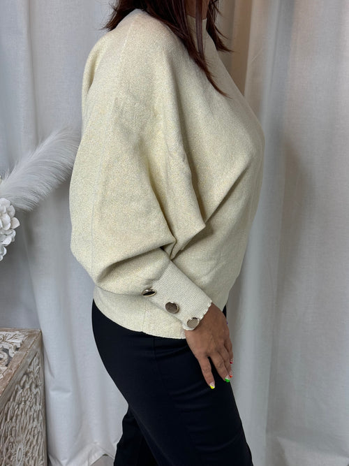 Pull large pailléte beige