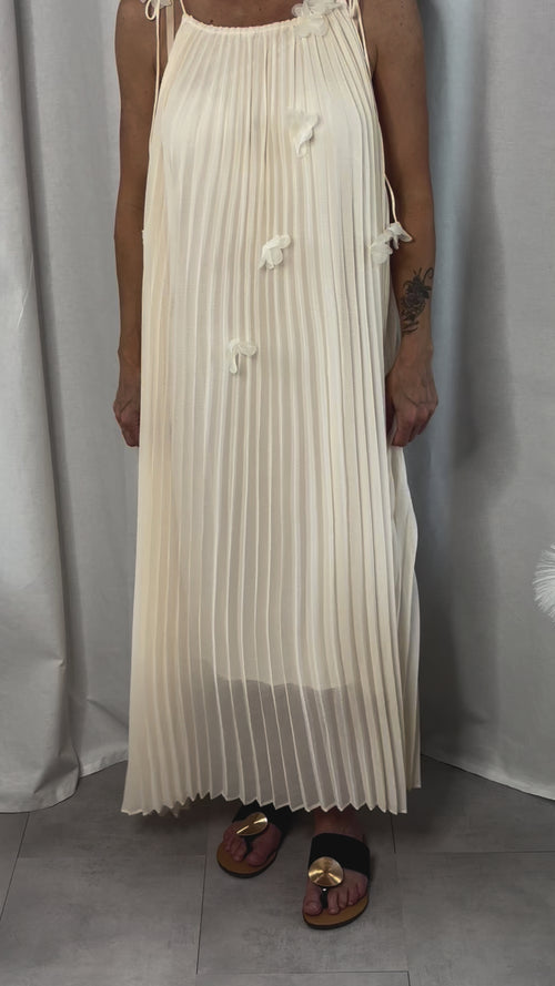 Robe longue beige nude